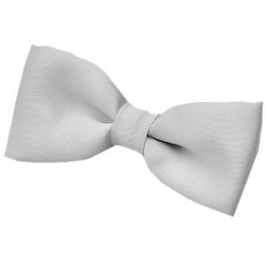 Boys Silver / Grey Satin Plain Dickie Bow Tie on Elastic